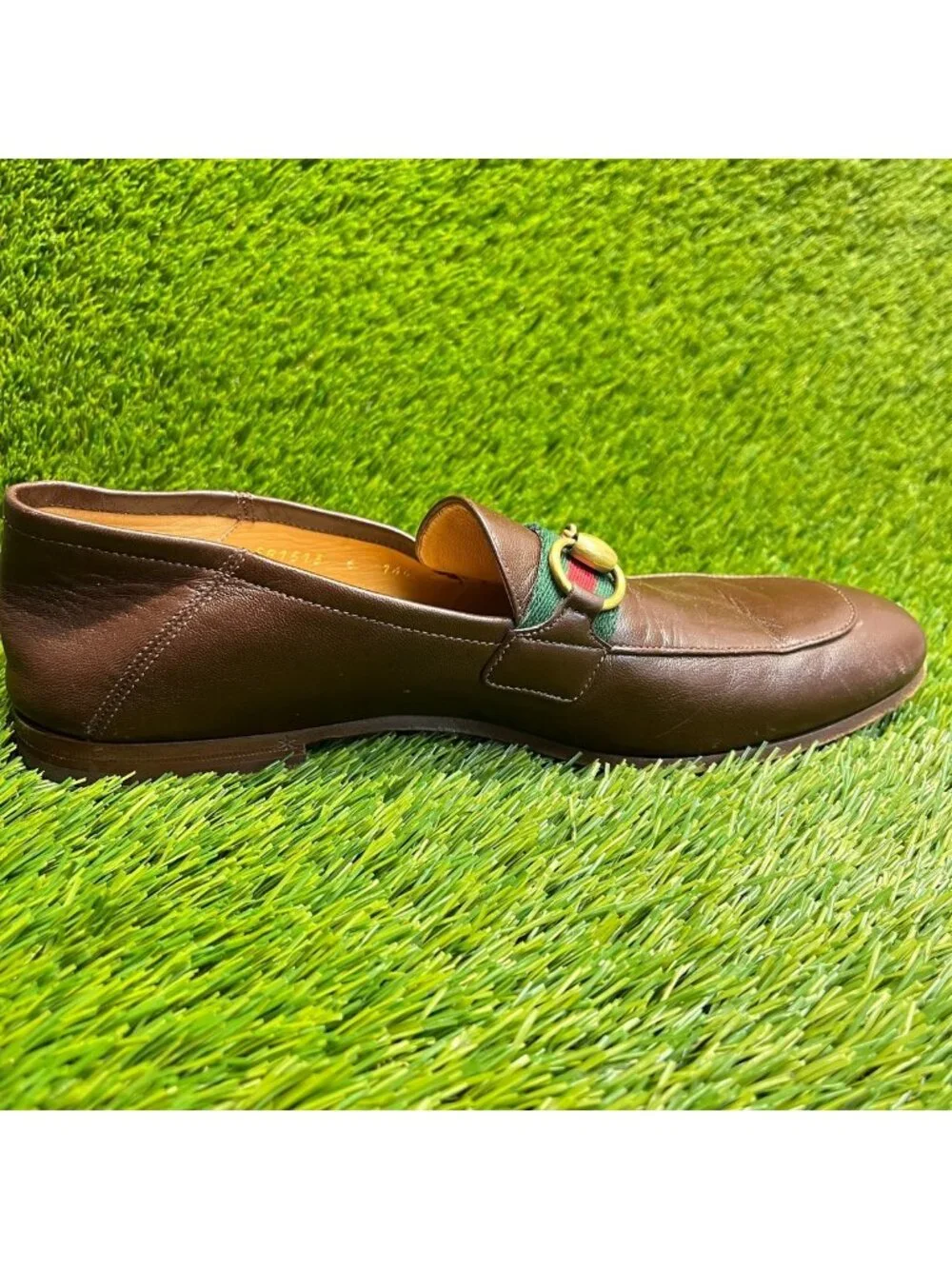 Gucci Horsebit Web Mens Size 6 Brown Classic Slip On Leather Loafers Shoes